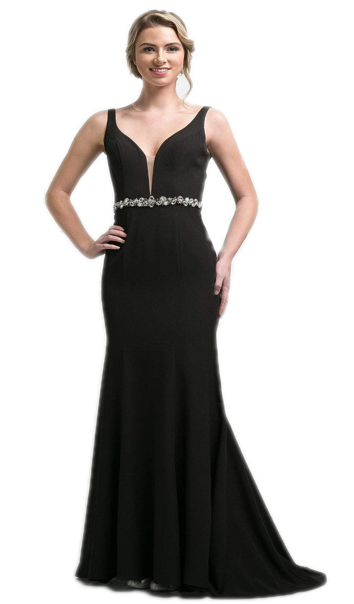 Jeweled Deep V-neck Sheath Dress
