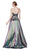 Cinderella Divine - CJ518 Strapless High Slit Metallic A-Line Gown In Multi-Color