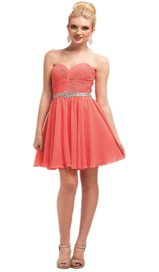 Strapless Twisted Ruched Sweetheart A-line Dress