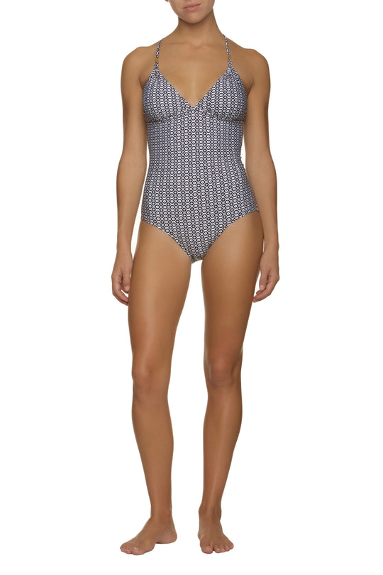 TIE BACK ONE-PIECE-BLACK-WHITE