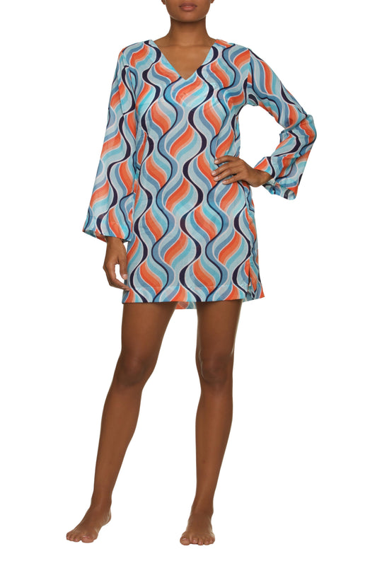 PRINTED COTTON SILK TUNIC-ESTRADA