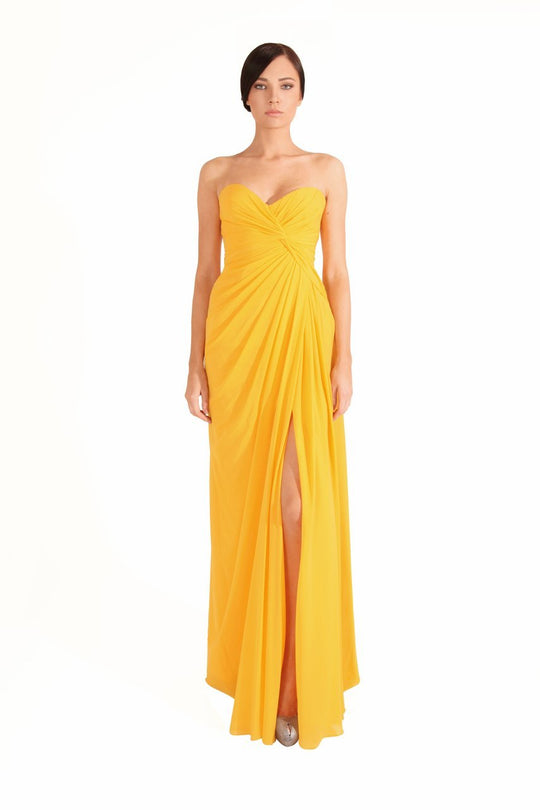 Beside Couture by Gemy - CPF12 3257 Twisted Ruched Sheath Dress In Yellow