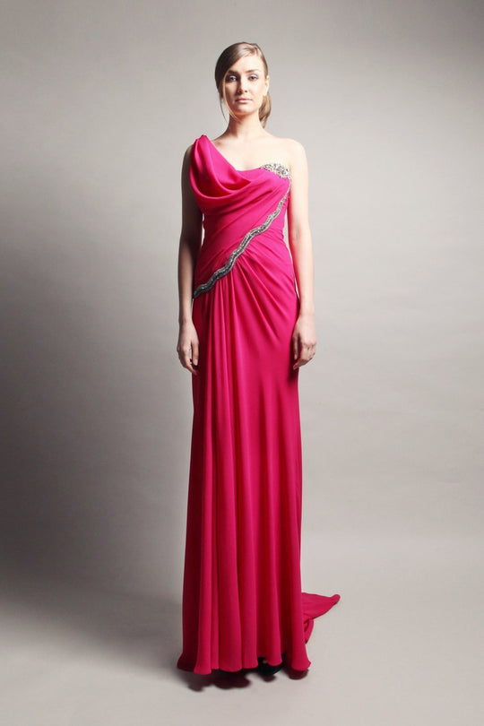 Beside Couture by Gemy - CPF13 3665 Embellished Ruched Sheath Dress In Pink