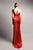 Beside Couture by Gemy - CPF13 3683 Bedazzled Asymmetric Sheath Dress In Red