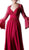 Cinderella Divine - Embellished Lace Long Bell Sleeve A-line Dress in Red