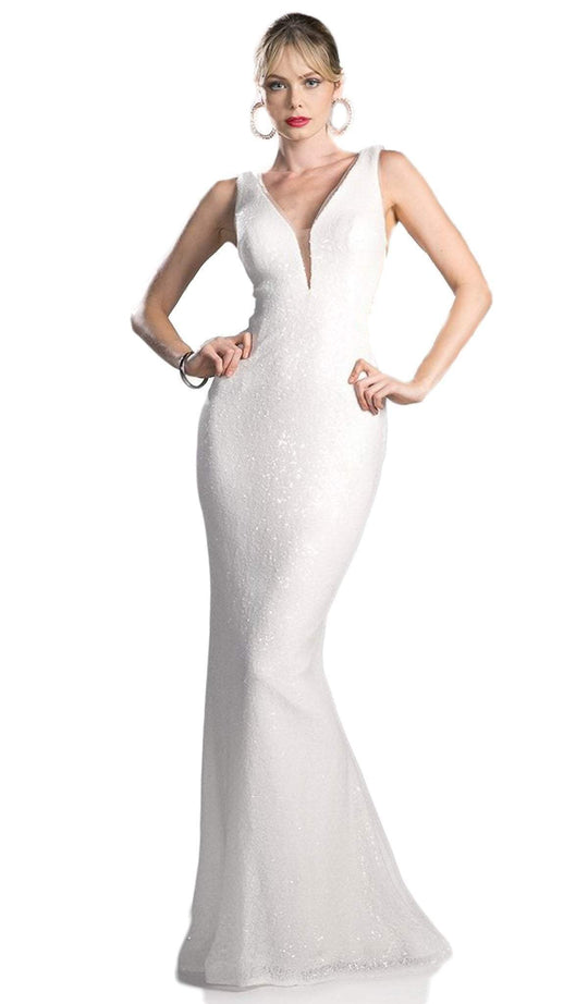 Cinderella Divine - Fully Sequined Deep V-neck Sheath Dress