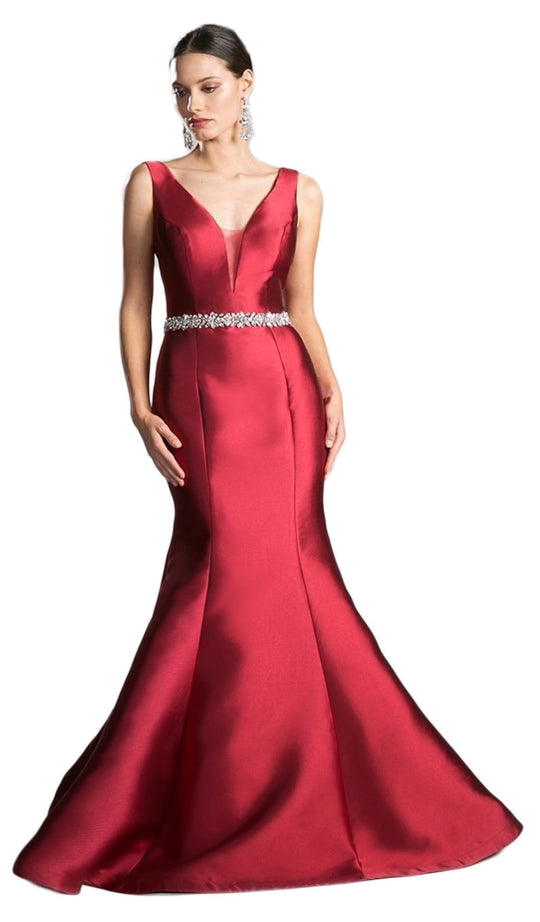 Chic Plunging V-neck Ruffled Mermaid Dress