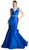 Cinderella Divine - Chic Plunging V-neck Ruffled Mermaid Dress