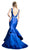 Cinderella Divine - Chic Plunging V-neck Ruffled Mermaid Dress