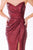 Cristallini - SKA362 Sequin-Ornate Draped High Slit Gown In Red