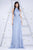 Cristallini - SKA468 Halter Plisse Silk Tulle Backless Evening Gown In Blue