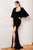 Cristallini - SKA477 Strapless Draped Velvet High Slit Gown In Black