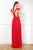 Cristallini - SKA 761 Cap Sleeve Illusion Paneled Shirred Gown In Red