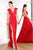 Cristallini - SKA 761 Cap Sleeve Illusion Paneled Shirred Gown In Red