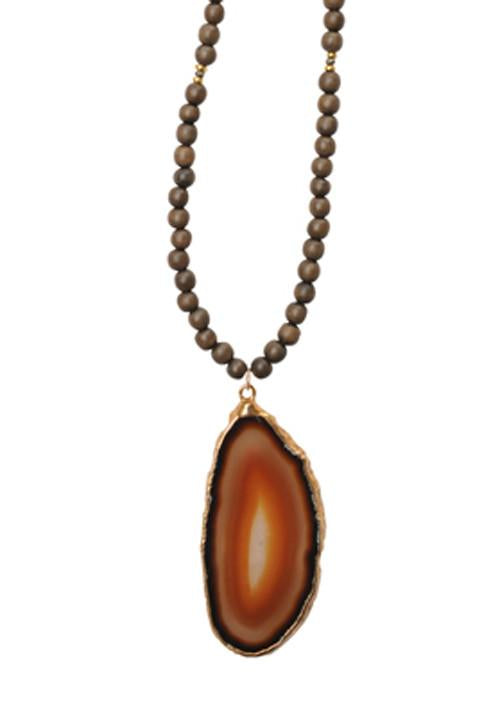 Agate Wood Bead Necklace