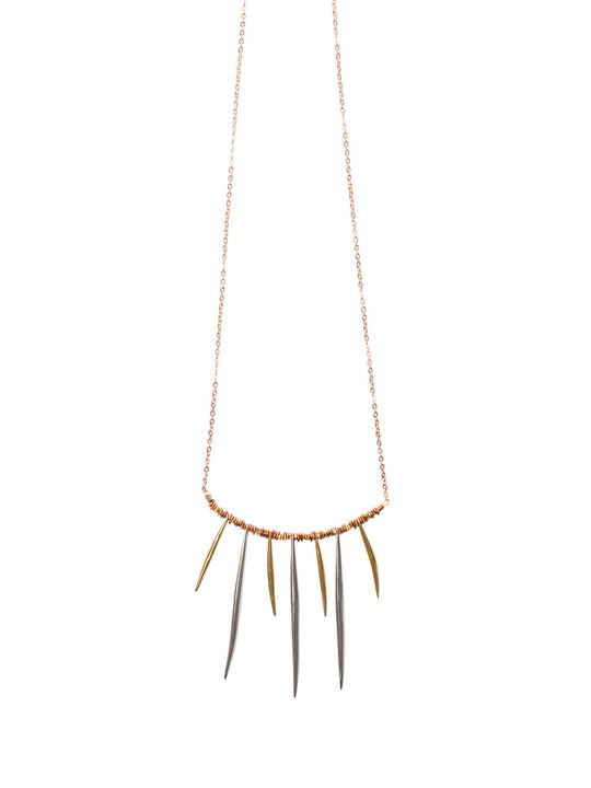 Mixed Metal Spike Necklace