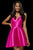 Sherri Hill - 52379 V Neck Spaghetti Straps A-Line Satin Short Dress In Pink