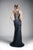Cinderella Divine - CZ0010 Beaded Chevron Motif Long Mermaid Gown In Blue