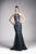 Cinderella Divine - CZ0010 Beaded Chevron Motif Long Mermaid Gown In Blue