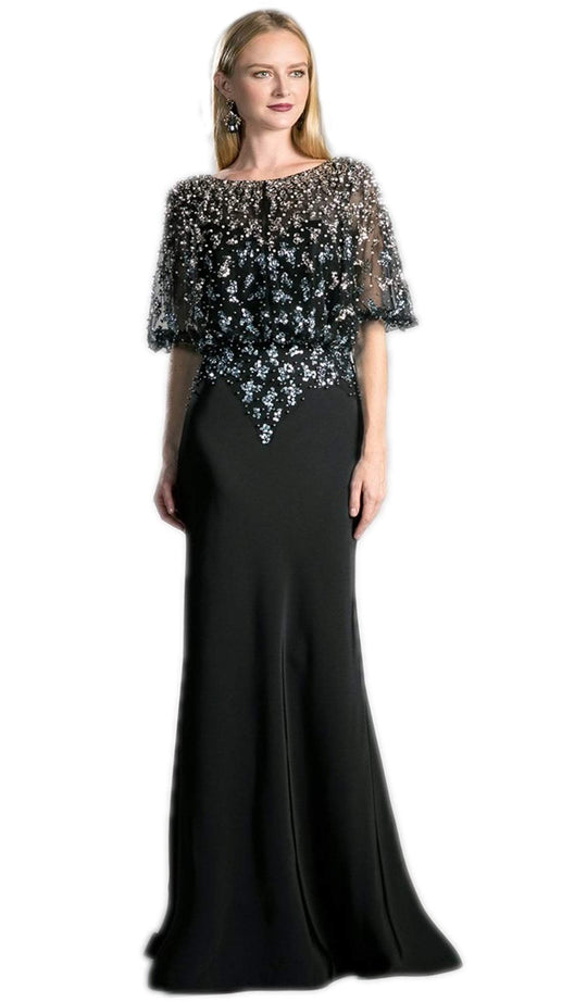 Embellished Bateau Sheath Evening Dress