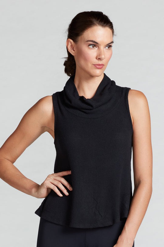 Cara Cowlneck Tank- Black