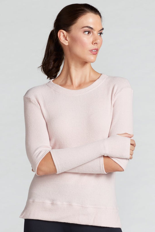 Cassidy Split Elbow Sweater- Blush