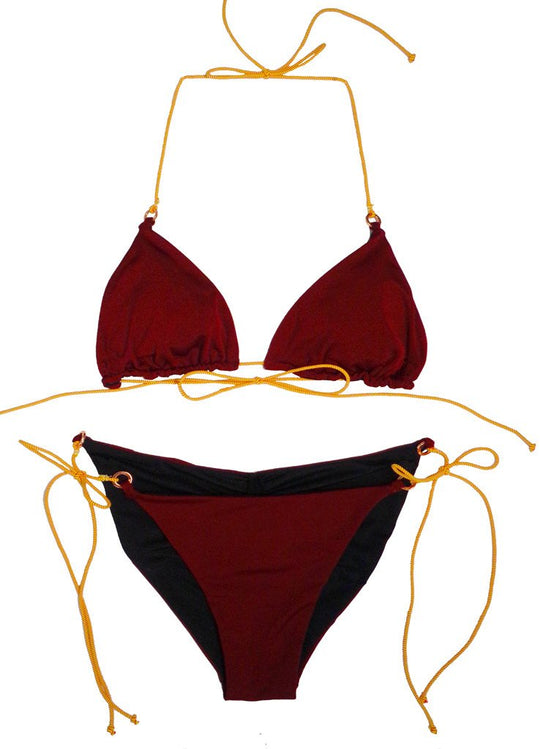 THE CAVIAR BIKINI TOP IN BORDEAUX/JET BLACK