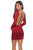 La Femme - 28192 Long Sleeve Backless Faux Wrap Dress In Red