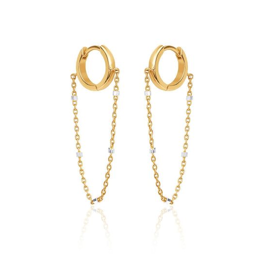 Logan Hollowell - NEW! Solid Mini Goddess Chain Earrings in Yellow Gold