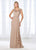 Cameron Blake - 118665 Beaded Faux Wrap Evening Dress In Neutral