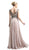 Cinderella Divine - Beaded V-Neck A-Line Dress CR721 In Neutral and Gold