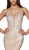 Cinderella Divine - CJ504 Plunging Floral Motif Metallic Mermaid Gown In Neutral