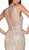 Cinderella Divine - CJ504 Plunging Floral Motif Metallic Mermaid Gown In Neutral