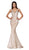 Cinderella Divine - CJ504 Plunging Floral Motif Metallic Mermaid Gown In Neutral