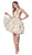 Cinderella Divine - CM307 Embellished Deep V-neck Ruffled A-line Dress In Neutral