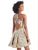 Clarisse - 3903 V-neck Metallic Brocade Pleated A-line Dress In Gold and Multi-Color
