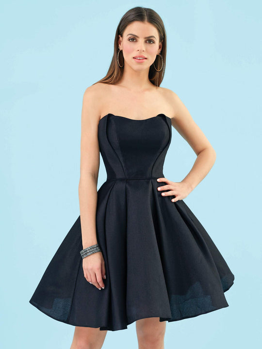Clarisse - 3905 Strapless Fit and Flare Mikado Cocktail Dress In Black