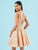 Clarisse - 3906 Laced Sweetheart Neckline Cocktail Dress In Gold and Pink