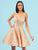 Clarisse - 3906 Laced Sweetheart Neckline Cocktail Dress In Gold and Pink