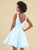Clarisse - 3914 Embroidered Deep V-neck A-line Dress In Blue