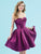 Clarisse - 3917 Strapless V Neck Glossy Mikado Cocktail Dress In Purple