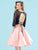 Clarisse - 3921 Two Piece Beaded Lace A-Line Cocktail Dress In Black and Pink