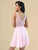Clarisse - 3929 Embroidered Lace Bodice A-Line Dress In Pink