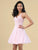 Clarisse - 3929 Embroidered Lace Bodice A-Line Dress In Pink