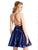 Clarisse - 3931 Lace Up Back A-Line Dress In Blue