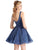 Clarisse - 3935 Deep V-neck Shimmer A-line Dress In Blue
