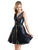 Clarisse - 3948 Sequined V-neck A-line Cocktail Dress In Black and Multi-Color