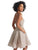 Clarisse - 3951 Sleeveless Plunging V-neck A-line Dress In Pink and Gold
