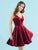 Clarisse - 3952 Plunging Sweetheart Short Satin Dress In Red