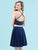 Clarisse - 3958 Beaded Top Two-Piece Dress  In Blue
